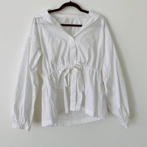 LAPIS Large White  Lightweight Button down Cotton Blouse